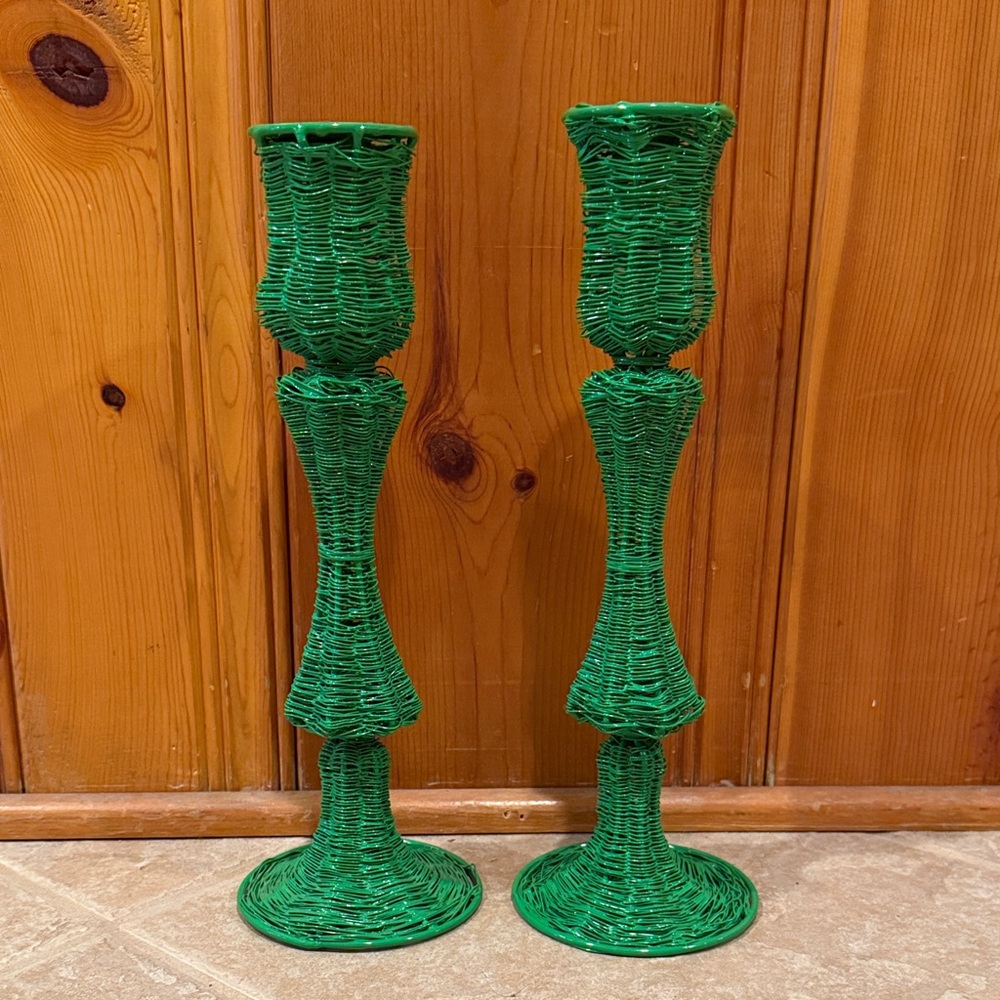 Two Crate & Barrel Candlestick Holders